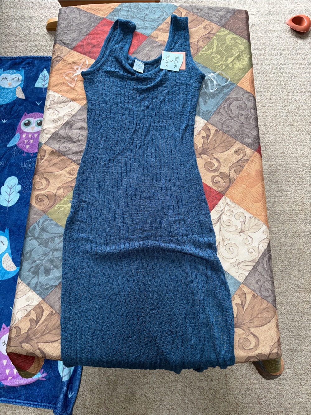 Kids Navy Blue Ribbed Tank Dress